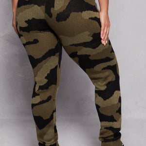 Plus Size Camo Knit Joggers