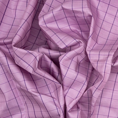 Lavender Handloom Kanchipuram Korvai Silk Saree With Checks