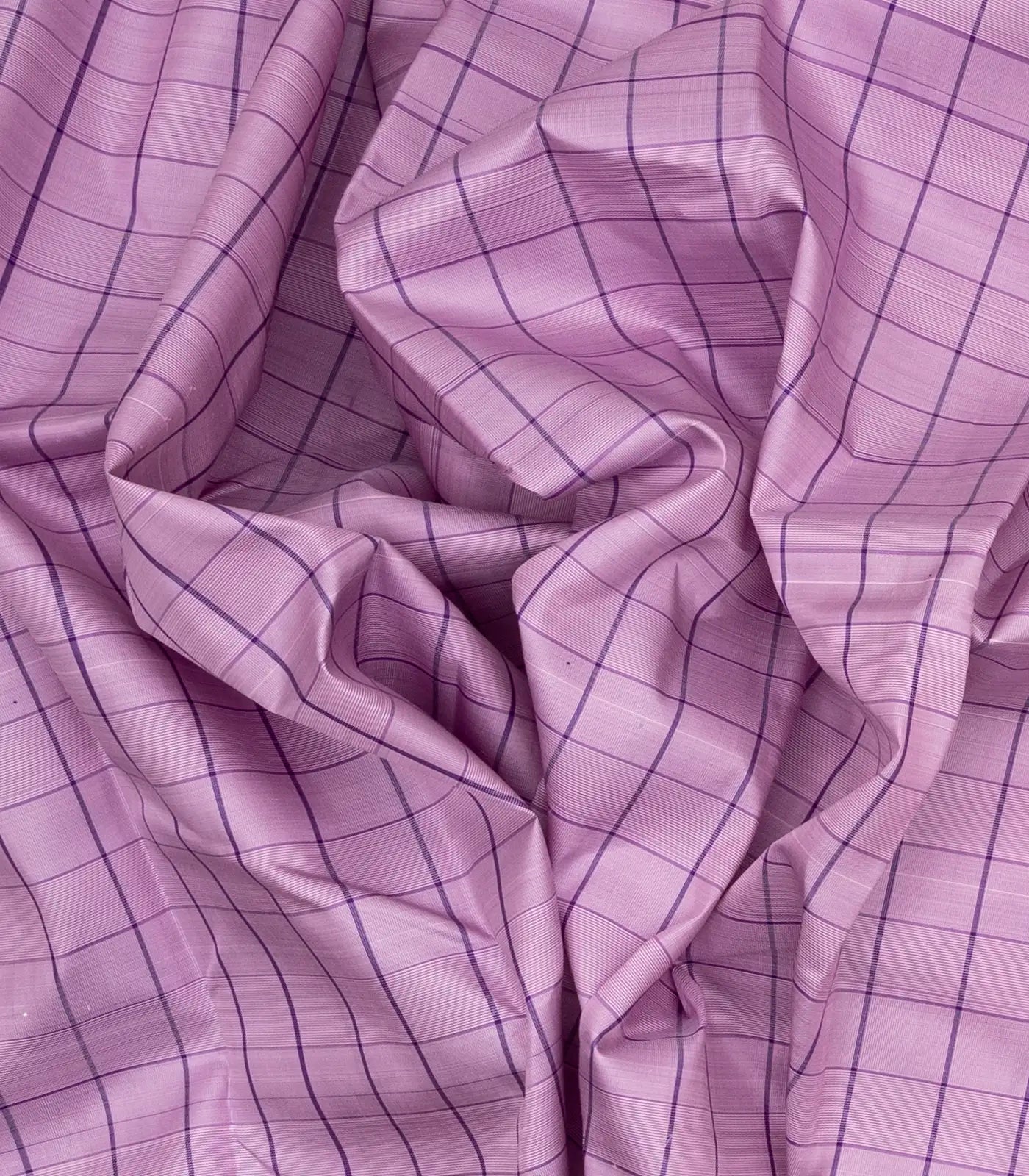 Lavender Handloom Kanchipuram Korvai Silk Saree With Checks