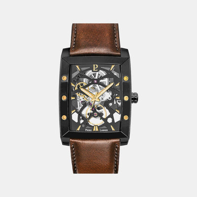 Hector Men Automatic Black Dial Analog Leather Watch 339A434