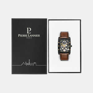 Hector Men Automatic Black Dial Analog Leather Watch 339A434