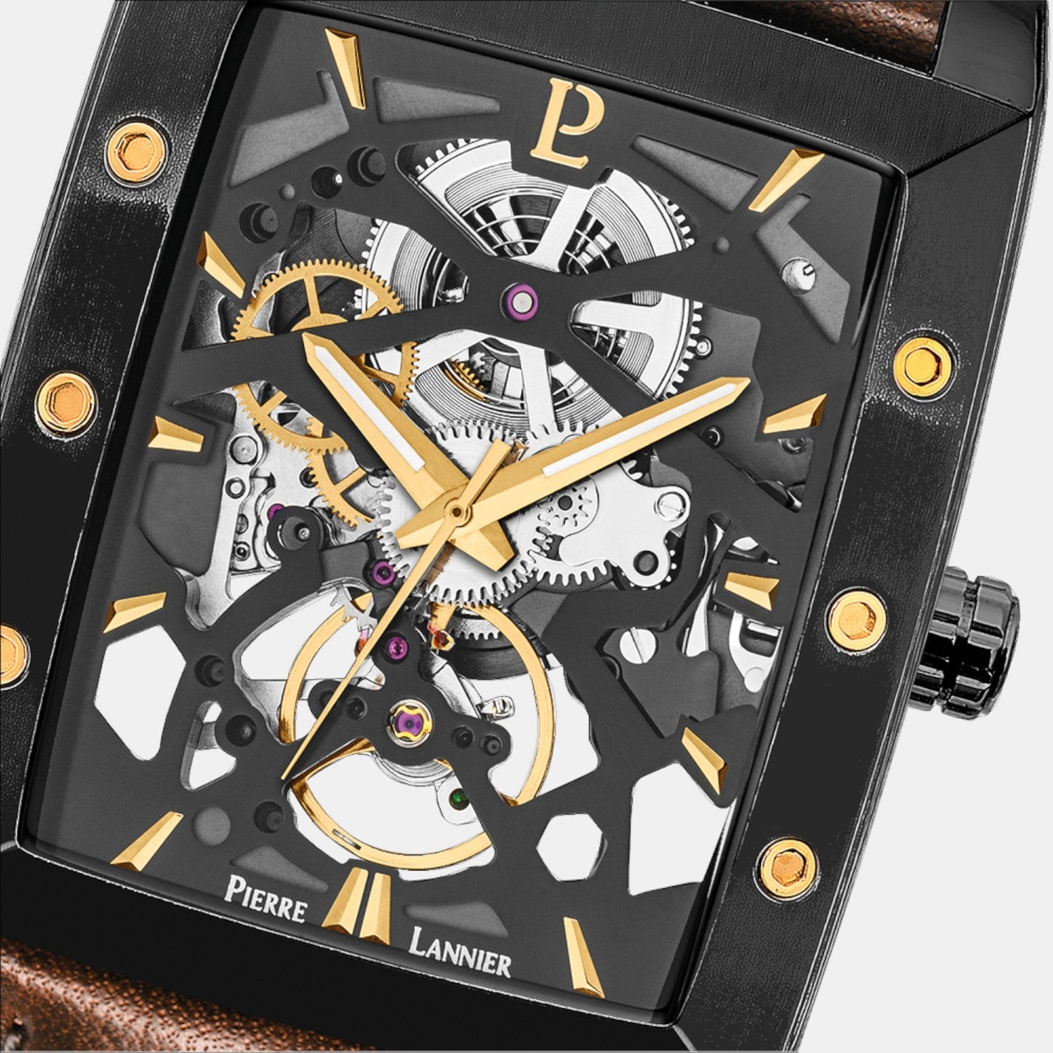 Hector Men Automatic Black Dial Analog Leather Watch 339A434