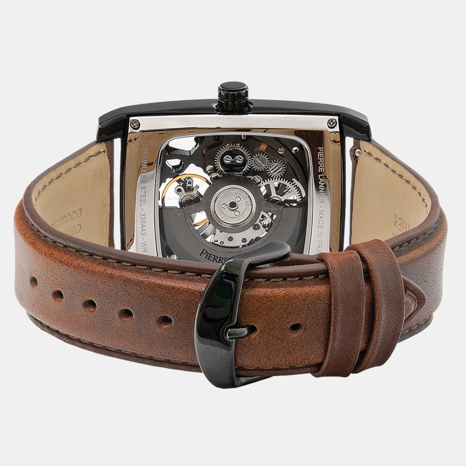 Hector Men Automatic Black Dial Analog Leather Watch 339A434