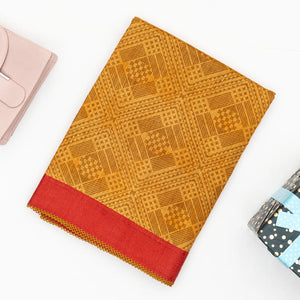 Mustard Handloom Tussar Silk Saree Printed With Diamond Motifs