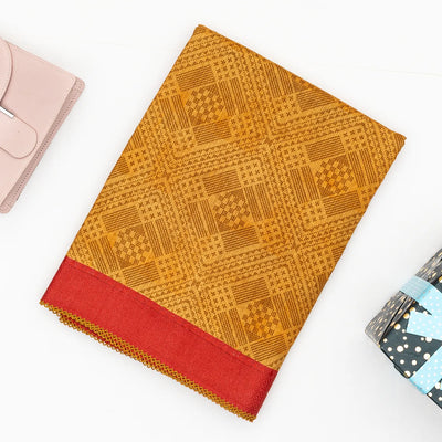 Mustard Handloom Tussar Silk Saree Printed With Diamond Motifs