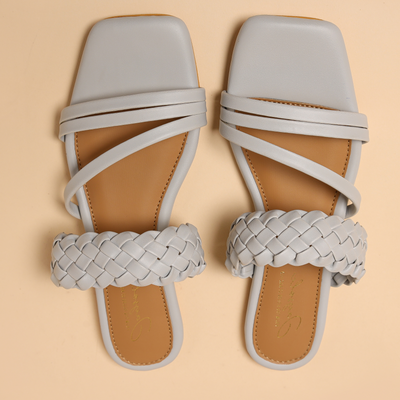 Sky Heart Open Toe Flats