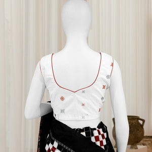 White Jhoti Theme Odisha Ikat Sambalpuri Cotton Blouse