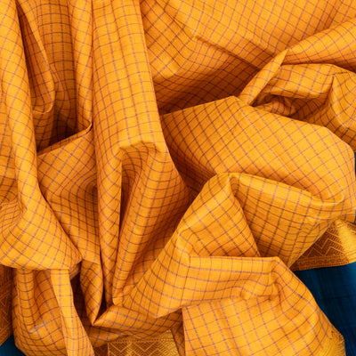 Sandal Handloom Chirala Silk Cotton Saree With Checks