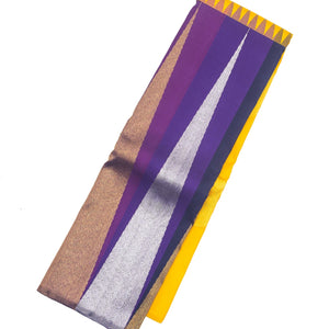 Lemon Yellow Handloom Kanchipuram Korvai Half & Half Silk Saree