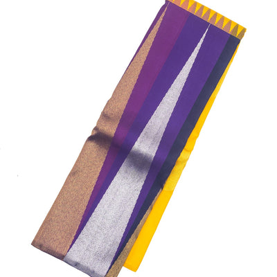 Lemon Yellow Handloom Kanchipuram Korvai Half & Half Silk Saree