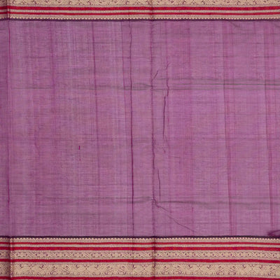 Purple Handloom Silk Cotton Saree With Beldari Stripes