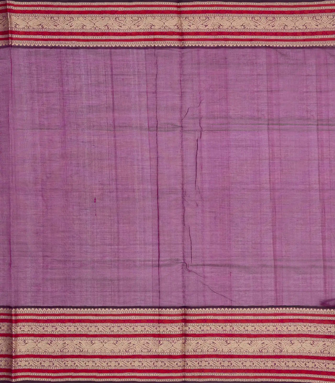 Purple Handloom Silk Cotton Saree With Beldari Stripes