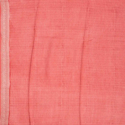 Peach Handwoven Printed Tussar Silk Saree With Chevron Motifs-Peach