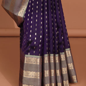 Purple buttas vasundhara elite silk saree with self intricate zari border & pallu of argyle pattern
