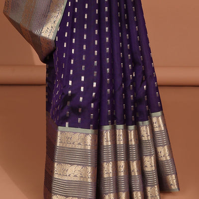 Purple buttas vasundhara elite silk saree with self intricate zari border & pallu of argyle pattern