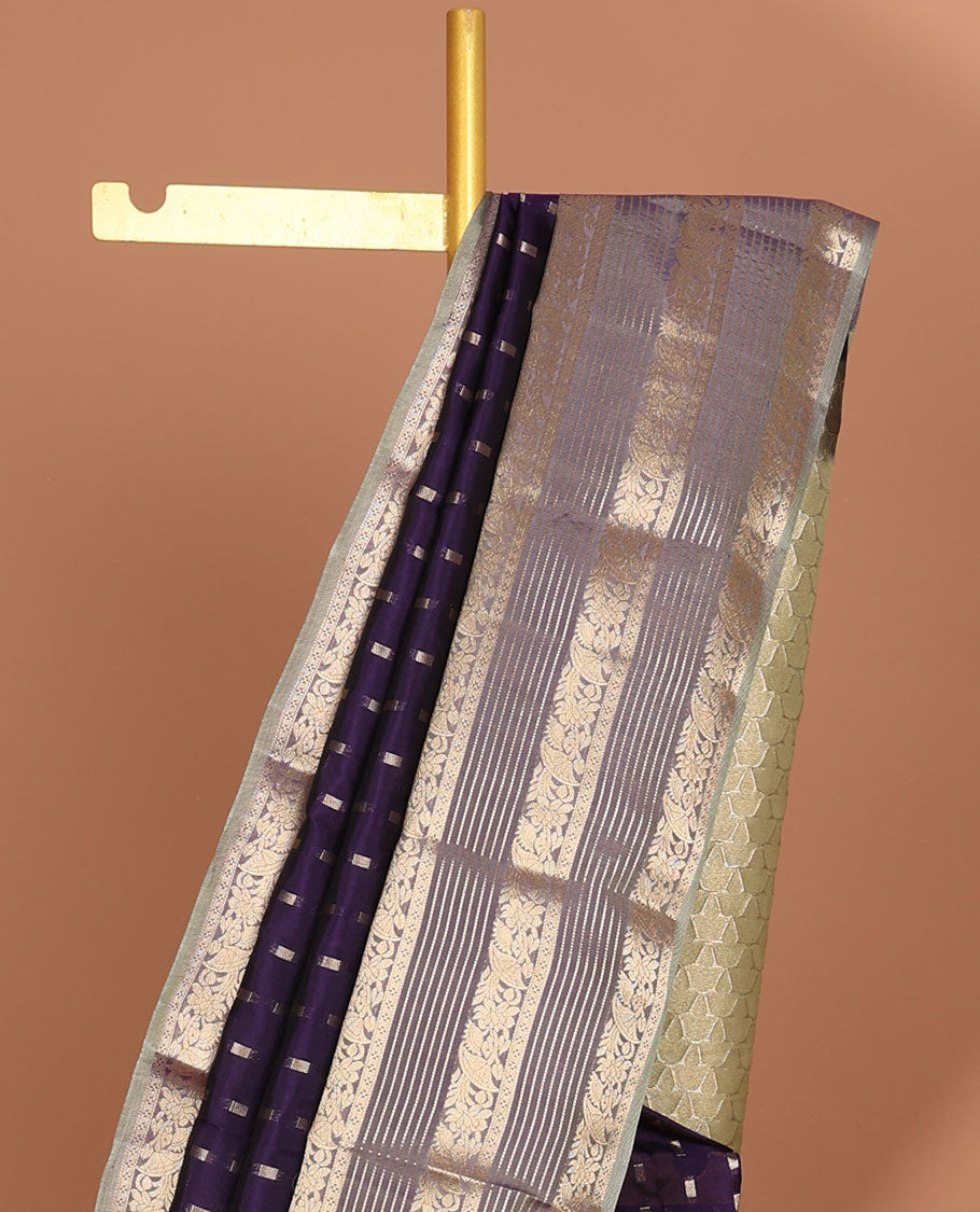Purple buttas vasundhara elite silk saree with self intricate zari border & pallu of argyle pattern