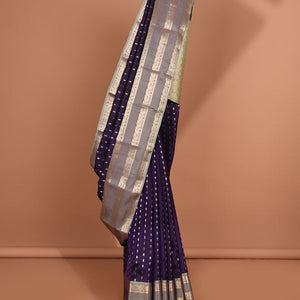 Purple buttas vasundhara elite silk saree with self intricate zari border & pallu of argyle pattern