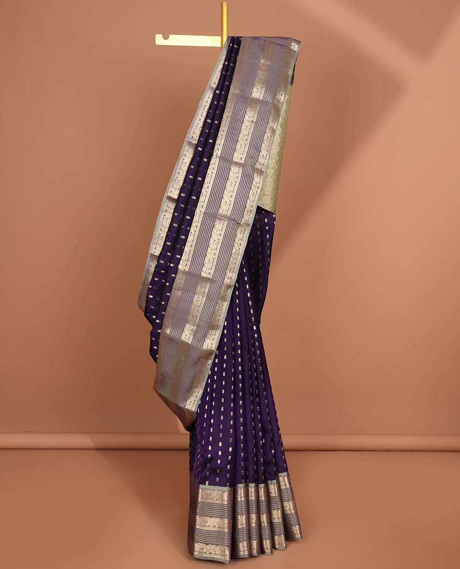 Purple buttas vasundhara elite silk saree with self intricate zari border & pallu of argyle pattern