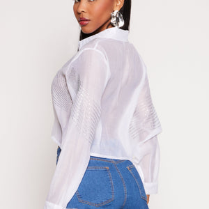 Organza Rhinestone Studded Crop Top