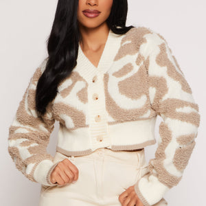 Daisy Tufted Knit Cropped Cardigan