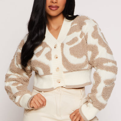 Daisy Tufted Knit Cropped Cardigan