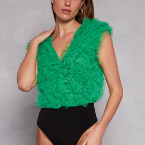 Ruffled Tulle Bodysuit