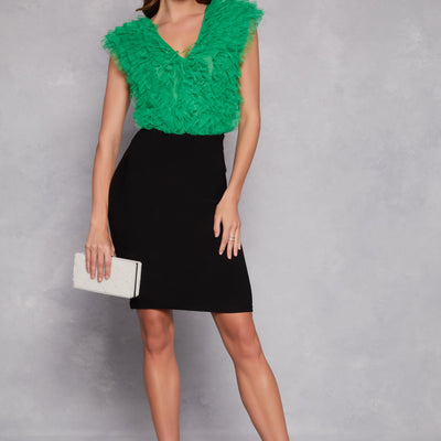 Ruffled Tulle Bodysuit