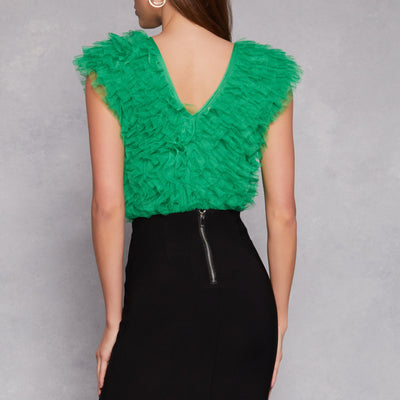 Ruffled Tulle Bodysuit