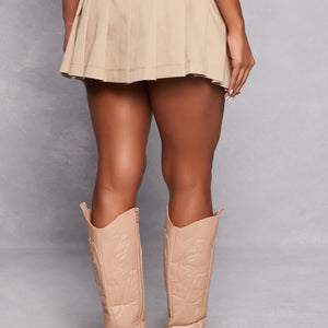 Haute Monde Belted Mini Pleated Skirt