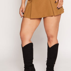 Iris Contrast Waistband Pleated Mini Skirt