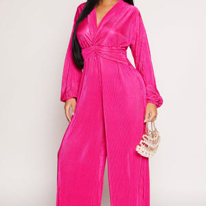 Plisse Twist Front Jumpsuit