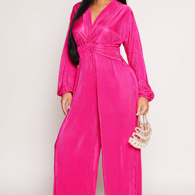 Plisse Twist Front Jumpsuit