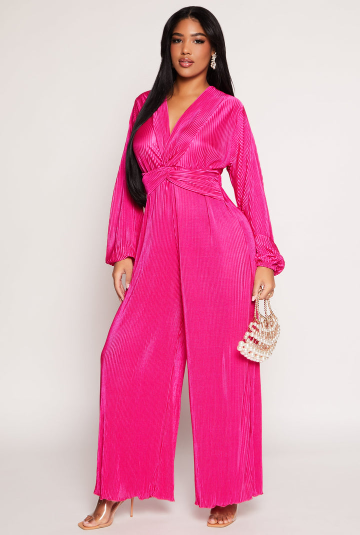 Plisse Twist Front Jumpsuit