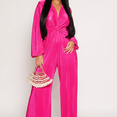 Plisse Twist Front Jumpsuit