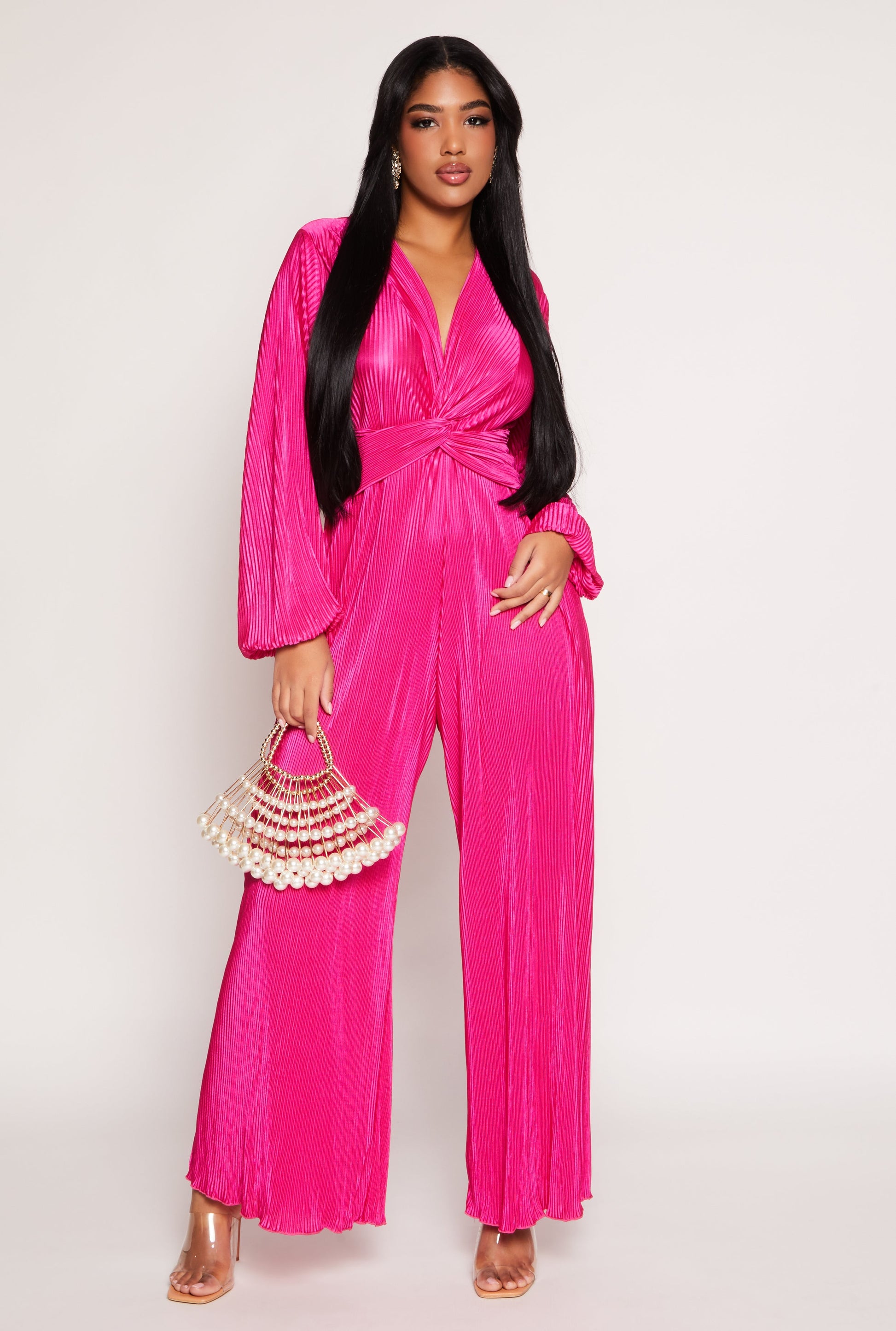 Plisse Twist Front Jumpsuit