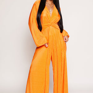 Plisse Twist Front Jumpsuit