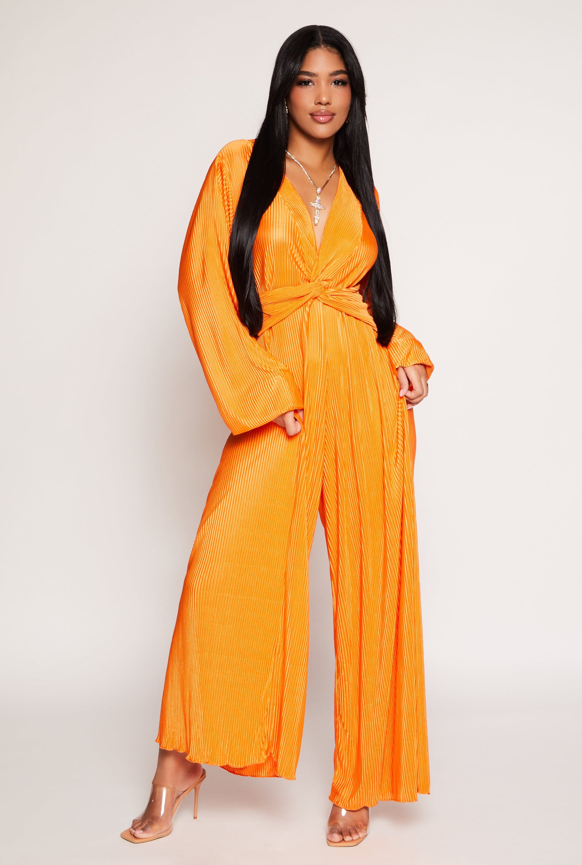 Plisse Twist Front Jumpsuit