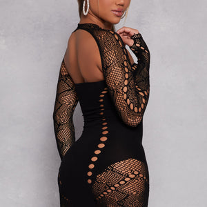 Rhinestone Cut Out Seamless Mini Dress