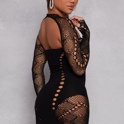 Rhinestone Cut Out Seamless Mini Dress
