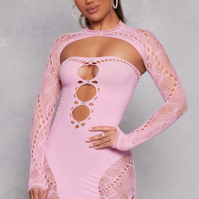 Rhinestone Cut Out Seamless Mini Dress