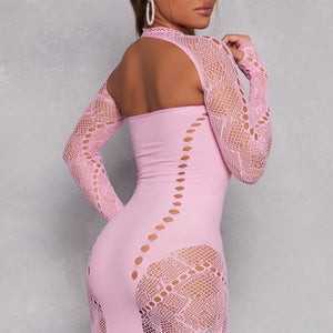 Rhinestone Cut Out Seamless Mini Dress