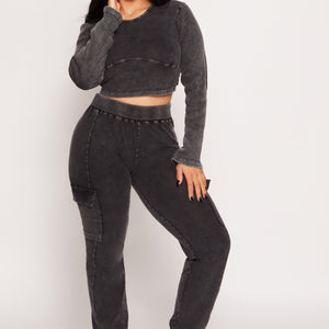 Ribbed Knit Acid Wash Crop Top