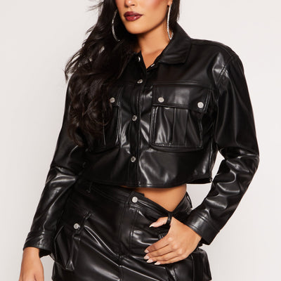 Almost Famous Faux Leather Cropped Jacket
