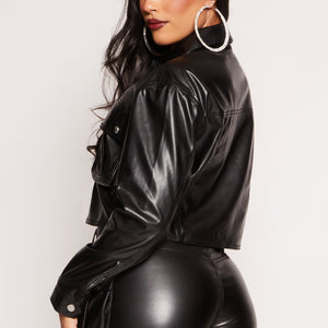 Almost Famous Faux Leather Cropped Jacket