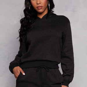 Almost Famous Rhinestone Hooded Sweatshirt