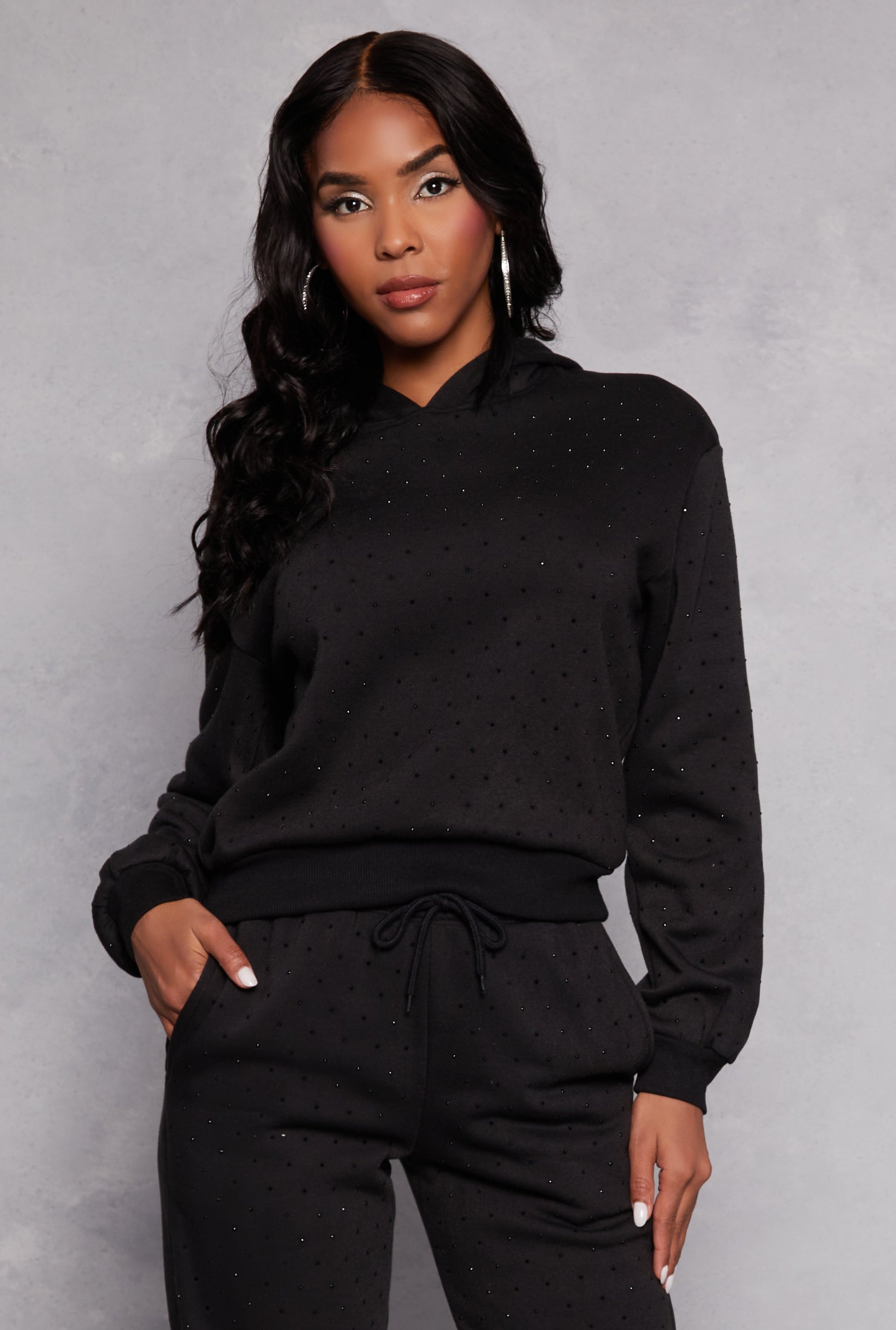 Almost Famous Rhinestone Hooded Sweatshirt