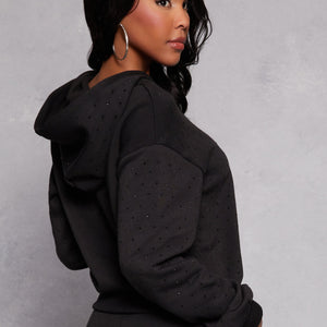 Almost Famous Rhinestone Hooded Sweatshirt