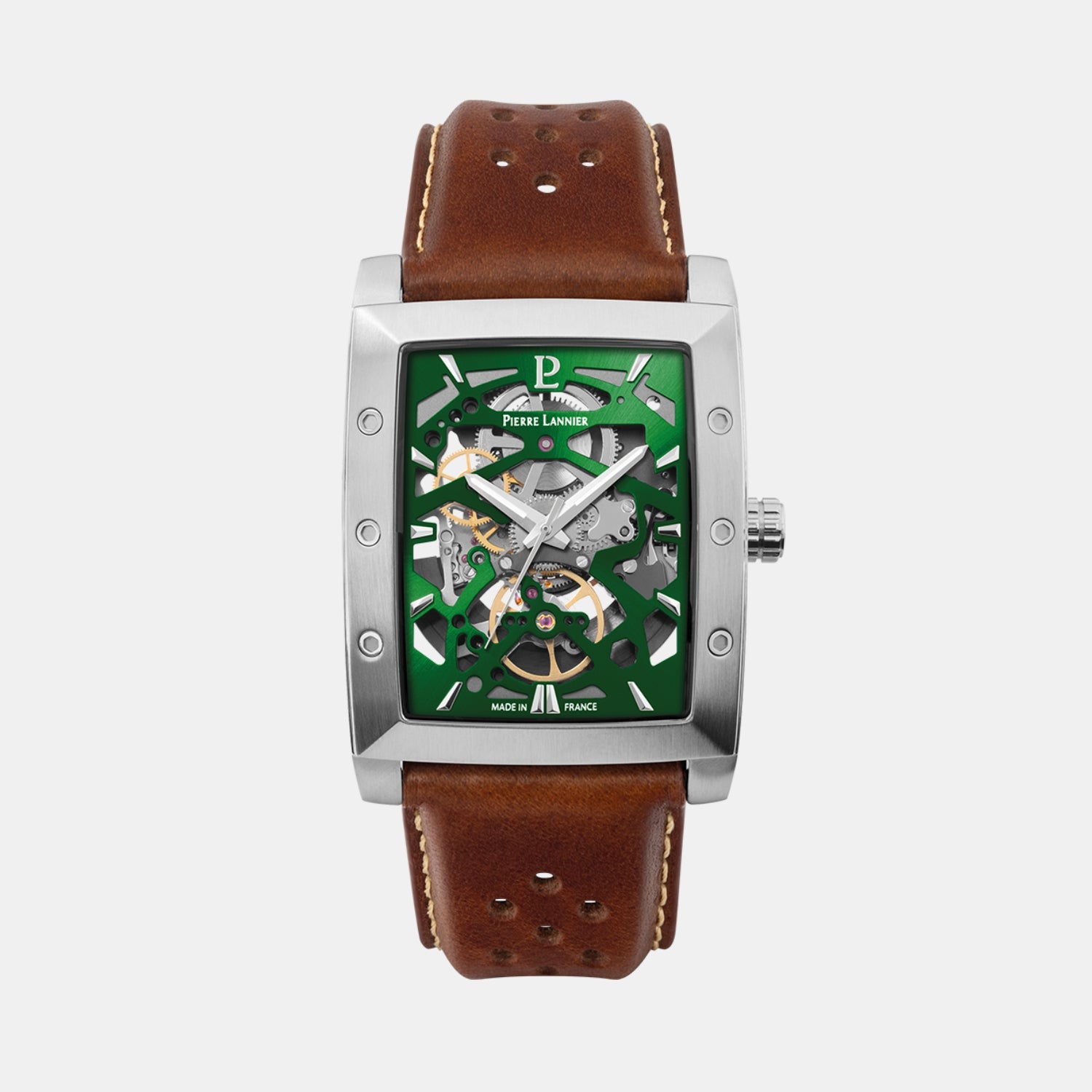 Hector Men Automatic Green Dial Analog Leather Watch 342A174