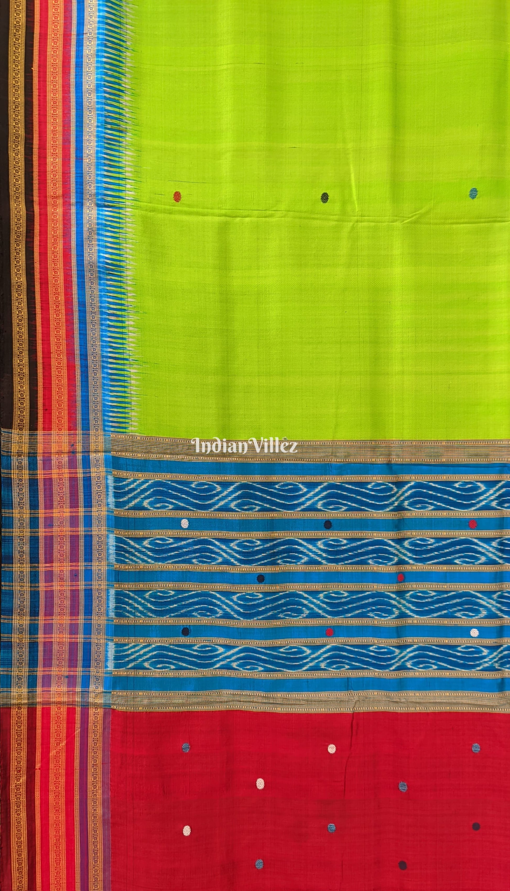 Parrot Green Kathiphera Odisha Ikat Khandua Silk Saree