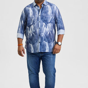 Blue Abstract Regular Fit Shirt